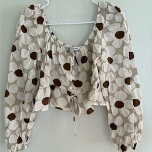 For Love And Lemons style Beige and Brown Floral Blouse